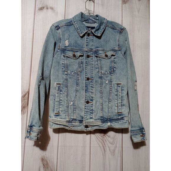 Hollister Jacket Ladies Extra Small Denim Distressed - Picture 1 of 6